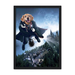 The Wizard (Harry Potter Inspired): Custom Pet Portrait - Paw & Glory, paw and glory, pet illustrations uk, dog portrait canvas, personalised dog canvas, renaissance cat painting, get pet portrait, dog painting uniform, pet portraits