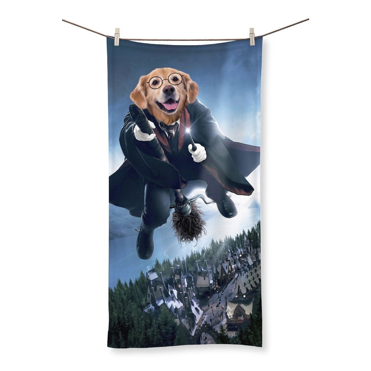 The Wizard (Harry Potter Inspired): Custom Pet Towel - Paw & Glory - #pet portraits# - #dog portraits# - #pet portraits uk#Paw & Glory, pawandglory, dog portrait background colors, dog drawing from photo, pet portraits in oils, my pet painting, painting pets, drawing pictures of pets, pet portrait,custom pet portrait Towel