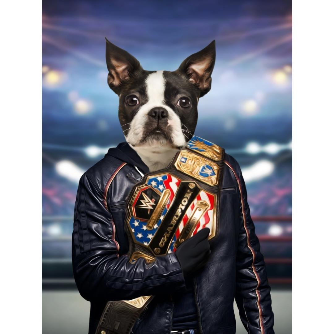 The Wrestler: Custom Digital Pet Portrait - Paw & Glory, pawandglory, dog portraits admiral, pet portrait admiral, admiral dog portrait, dog and couple portrait, dog portrait painting, original pet portraits, pet portrait