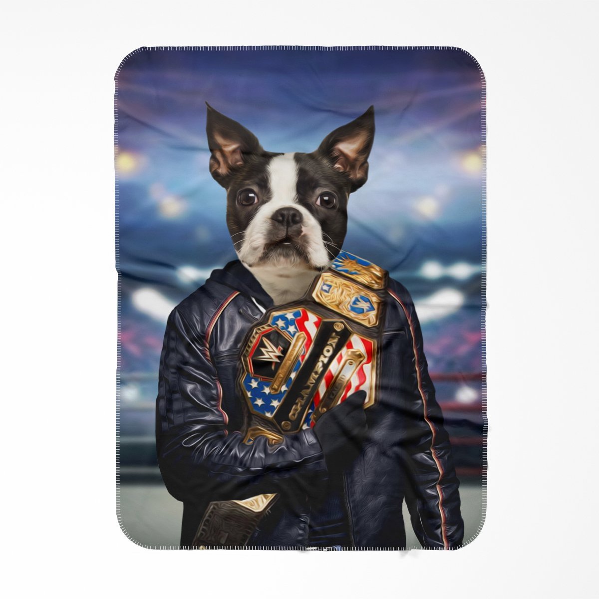 The Wrestler: Custom Pet Blanket - Paw & Glory - #pet portraits# - #dog portraits# - #pet portraits uk#Pawandglory, Pet art blanket,blanket of my dog, dog image blanket, custom dog picture blanket, personalized blanket with dog picture, custom blanket pet