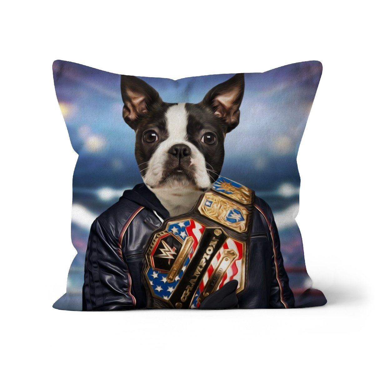 The Wrestler: Custom Pet Cushion - Paw & Glory - #pet portraits# - #dog portraits# - #pet portraits uk#pawandglory, pet art pillow,dog shaped pillows, dog on pillow, personalised pet pillows, custom cat pillows, print pet on pillow