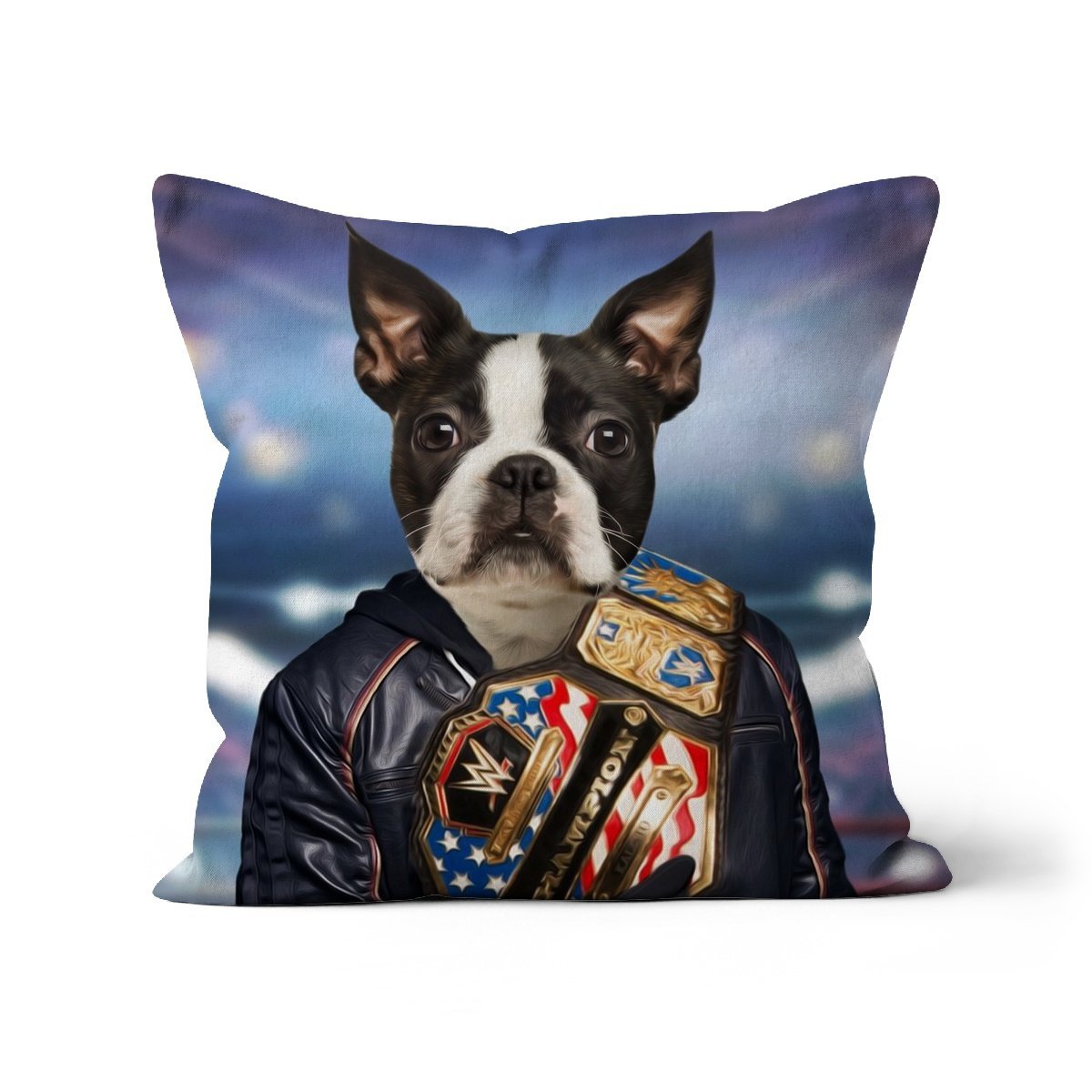 The Wrestler: Custom Pet Cushion - Paw & Glory - #pet portraits# - #dog portraits# - #pet portraits uk#pawandglory, pet art pillow,dog shaped pillows, dog on pillow, personalised pet pillows, custom cat pillows, print pet on pillow