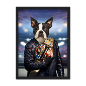 The Wrestler: Custom Pet Portrait - Paw & Glory, paw and glory, professional pet photos, painting of your dog, funny dog paintings, small dog portrait, dog portrait background colors, custom dog painting, pet portraits