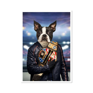 The Wrestler: Custom Pet Portrait - Paw & Glory, pawandglory, pictures for pets, louvenir pet portrait, pet portraits, funny dog paintings, personalized pet and owner canvas, dog and couple portrait, pet portrait