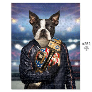 The Wrestler: Custom Pet Puzzle - Paw & Glory - #pet portraits# - #dog portraits# - #pet portraits uk#paw and glory, pet portraits Puzzle,dog portraits uk funny, pet puzzle uk, personalised pet pictures, picture of my dog, dog and owner portraits