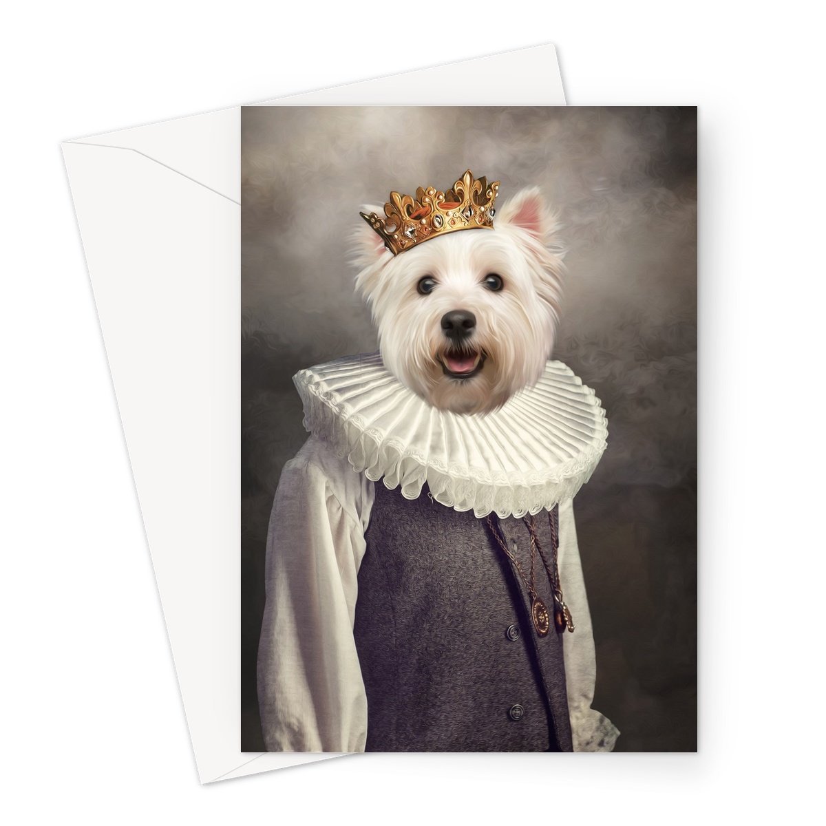 The Young Prince: Custom Pet Greeting Card - Paw & Glory - paw and glory, pet portraits black and white, personalized pet and owner canvas, drawing dog portraits, painting pets, professional pet photos, dog and couple portrait, pet portraits