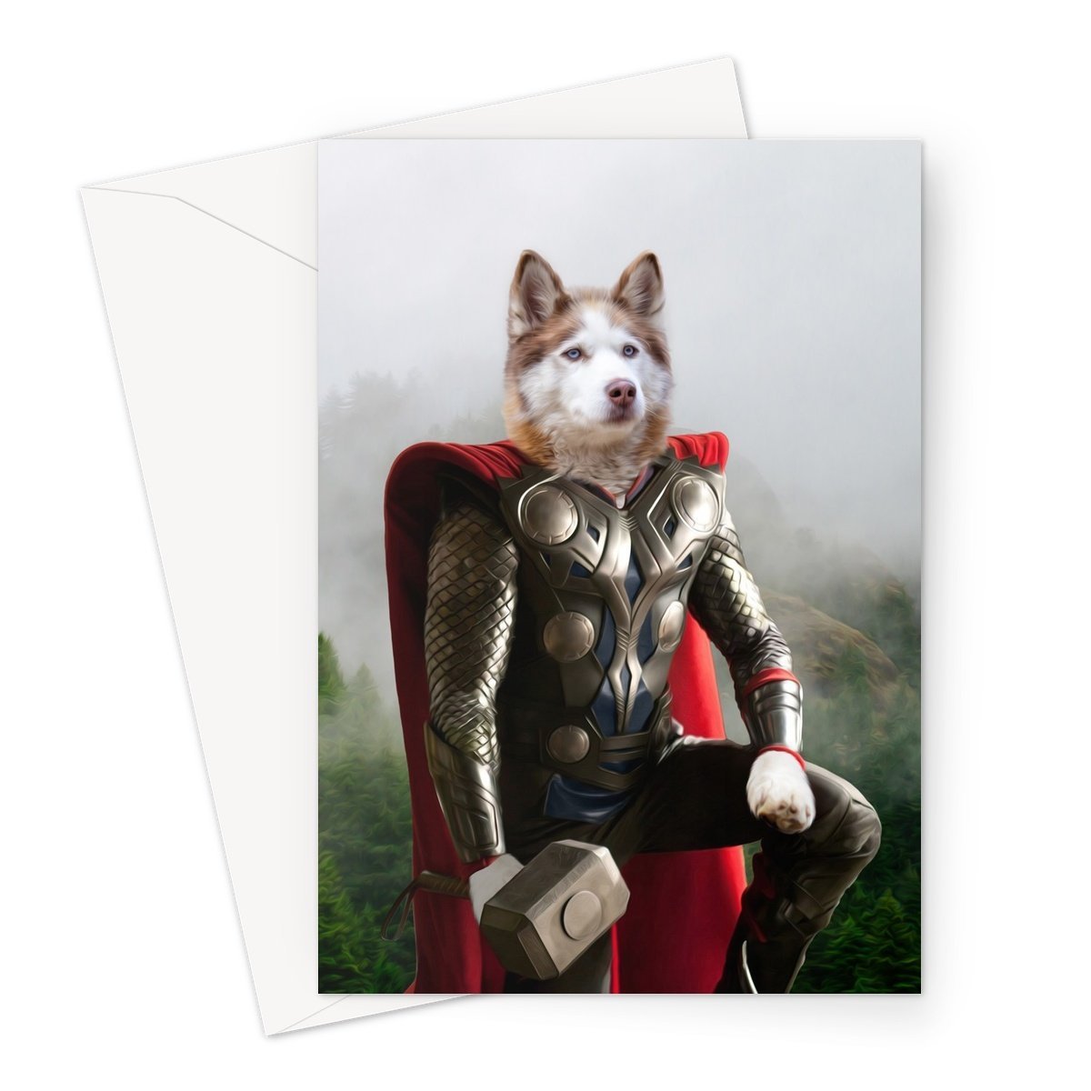 Thor: Custom Pet Greeting Card - Paw & Glory - paw and glory, nasa dog portrait, the admiral dog portrait, funny dog paintings, funny dog paintings, admiral pet portrait, pet portraits usa, pet portraits