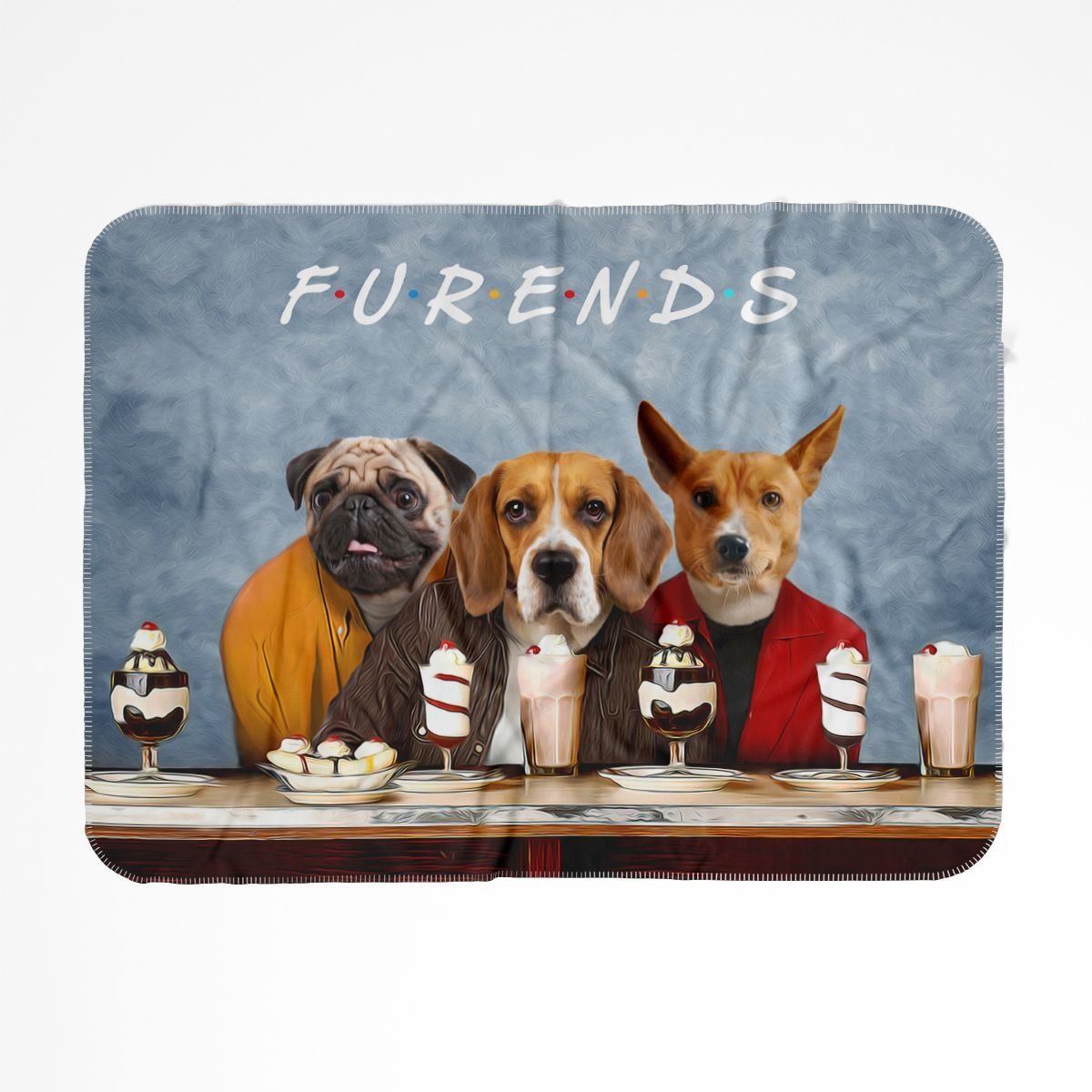 Three Furends: Custom Pet Blanket - Paw & Glory - #pet portraits# - #dog portraits# - #pet portraits uk#Pawandglory, Pet art blanket,blanket dog picture, red dog blanket, custom dog blanket, custom pet blanket, cheap puppy blankets