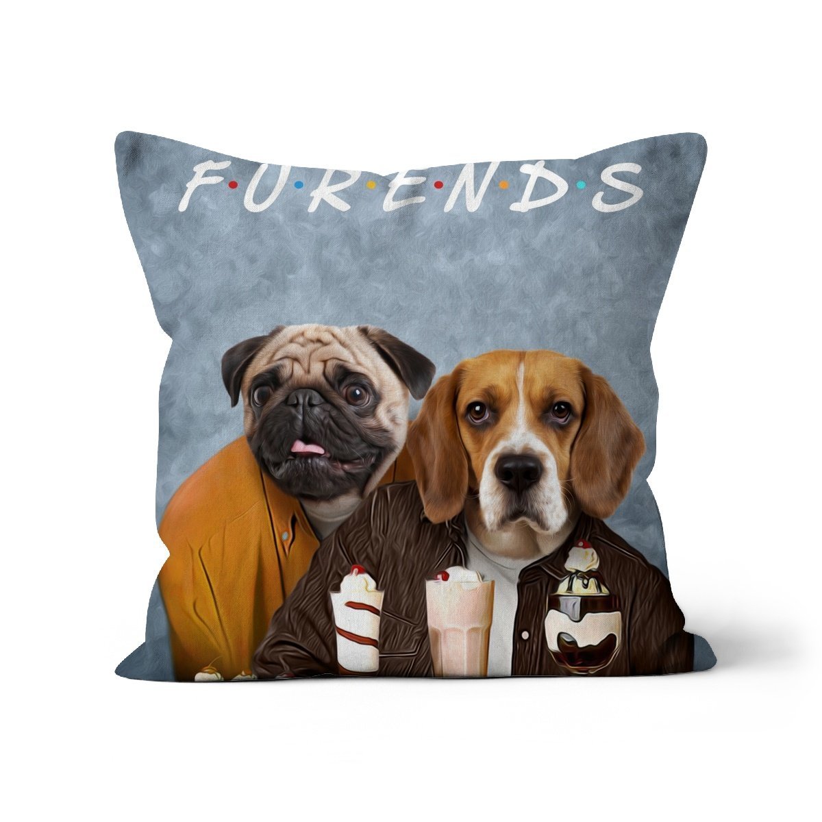 Two Furends: Custom Pet Throw Pillow - Paw & Glory - #pet portraits# - #dog portraits# - #pet portraits uk#paw & glory, pet portraits pillow,pet custom pillow, pillows of your dog, custom pillow of pet, dog on pillow, dog photo on pillow