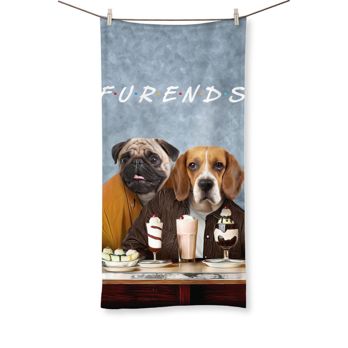 Two Furends: Custom Pet Towel - Paw & Glory - #pet portraits# - #dog portraits# - #pet portraits uk#paw & glory, pawandglory, dog astronaut photo, personalized pet and owner canvas, small dog portrait, custom pet painting, pet portraits usa, pet portraits usa, pet portrait,custom pet portrait Towel