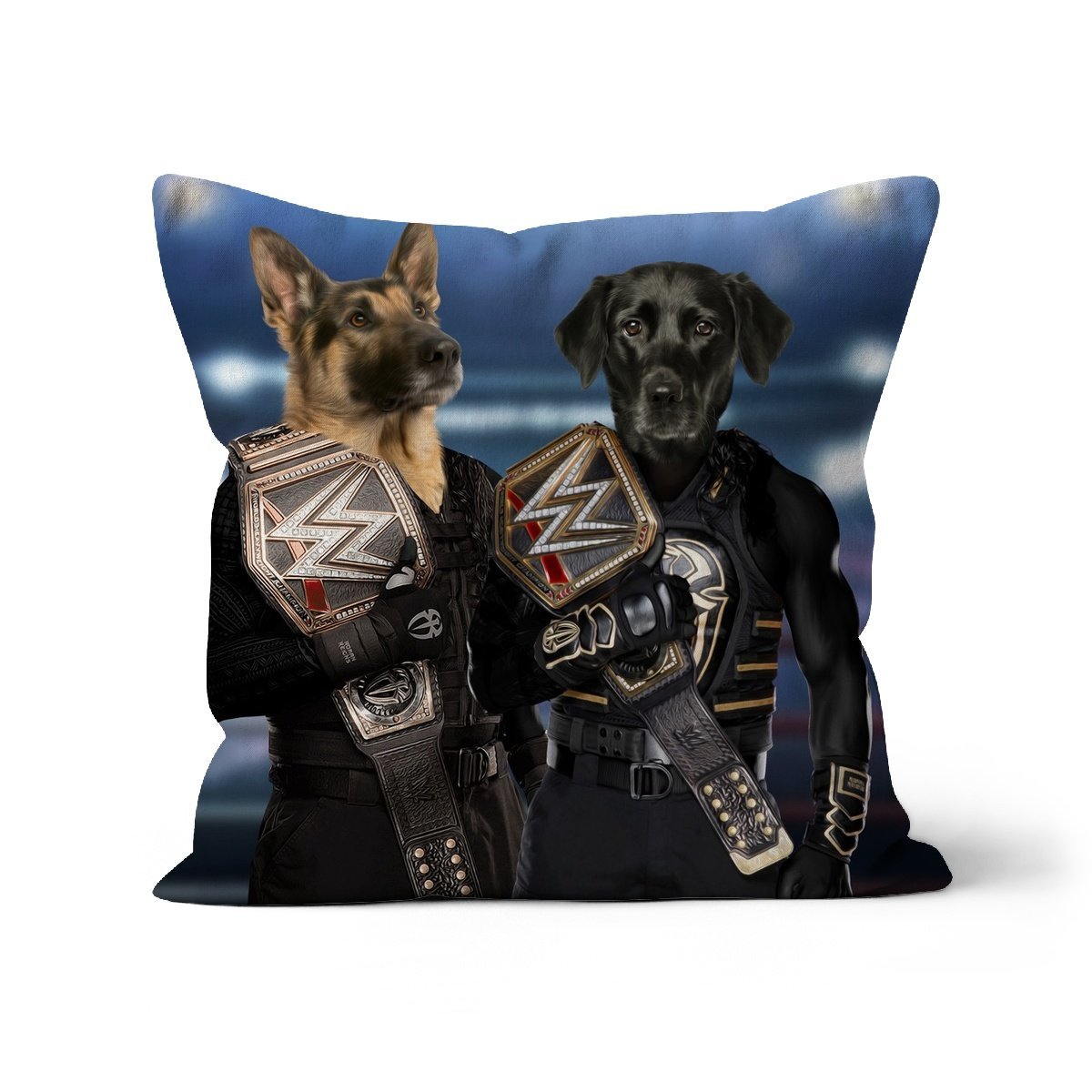 WrestleMania Champs: Custom Pet Cushion - Paw & Glory - #pet portraits# - #dog portraits# - #pet portraits uk#paw and glory, custom pet portrait cushion,dog pillows personalized, personalised dog pillows, custom pillow of pet, dog pillow custom, pet print pillow