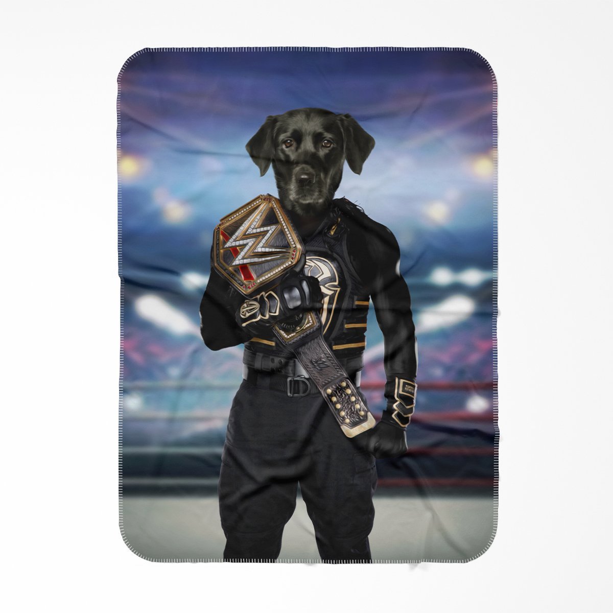 WWE Champ (Roman Reigns Inspired): Custom Pet Blanket - Paw & Glory - #pet portraits# - #dog portraits# - #pet portraits uk#Pawandglory, Pet art blanket,custom blanket with dog, print dog on blanket, dog pattern blanket, pet blanket print, your pet on a blanket